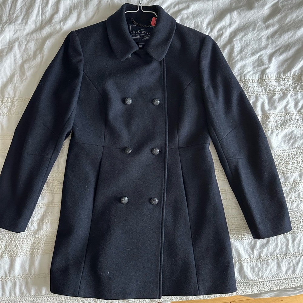 Jack Wills Black Pea Coat Classic Wool
